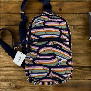 NWT Vera Bradley Navy Multicolor Wavy Stripe Sling Backpack